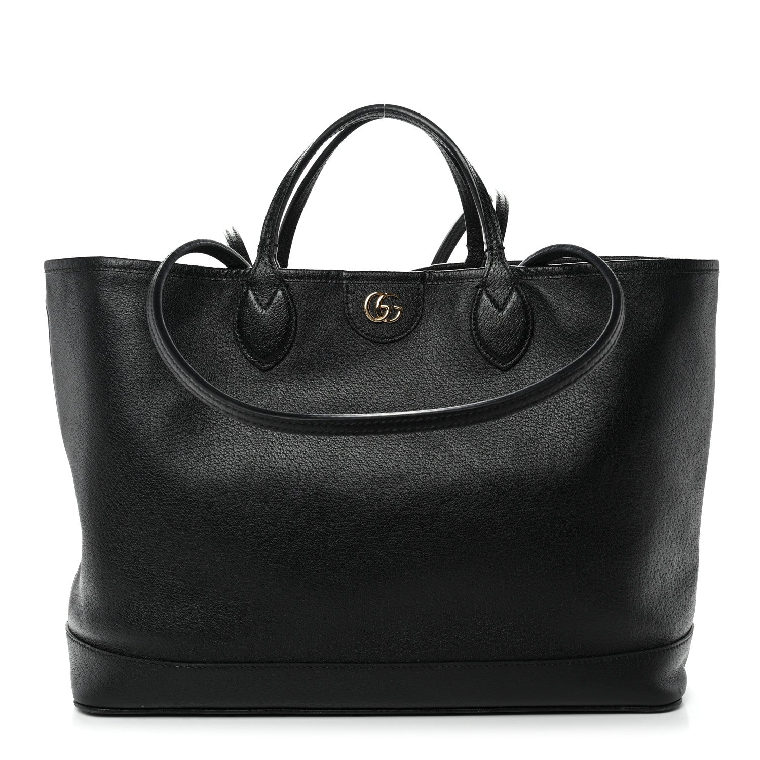 Gucci Textured Dollar Calfskin Medium Ophidia Shoulder Tote Bag Black