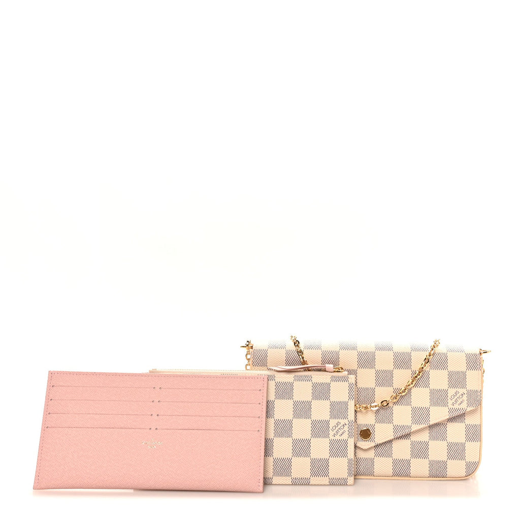 Louis Vuitton Damier Azur Pochette Felicie Chain Wallet Rose Ballerine
