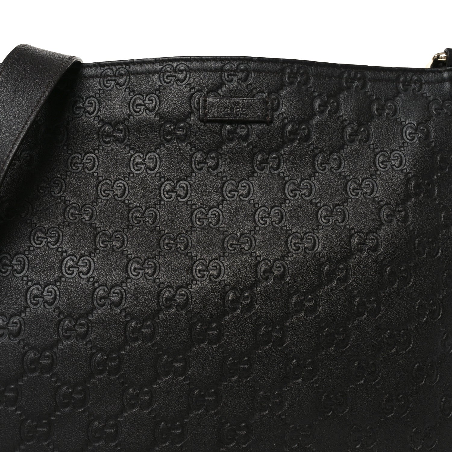 Gucci Guccissima Medium Flat Messenger Bag Black
