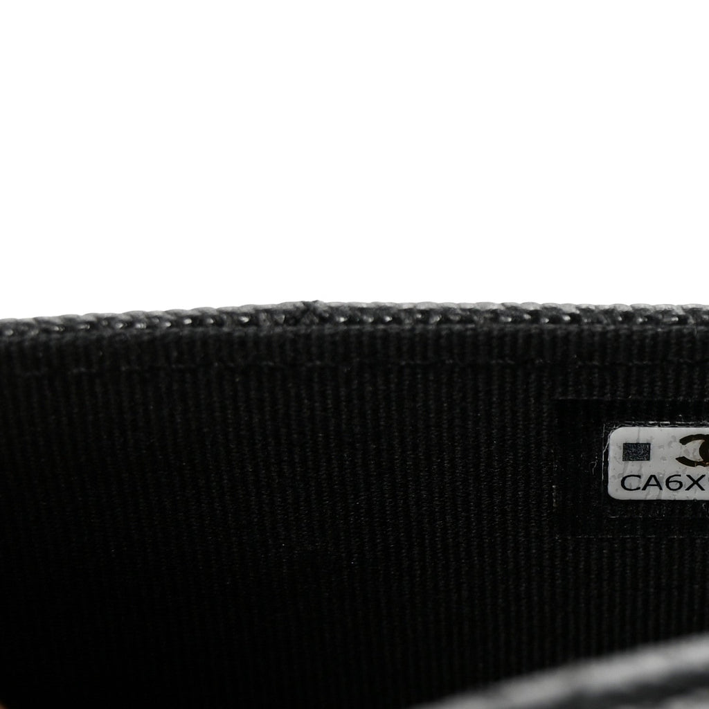 Caviar Metal Perforated Quilted CC Flap Wallet Black