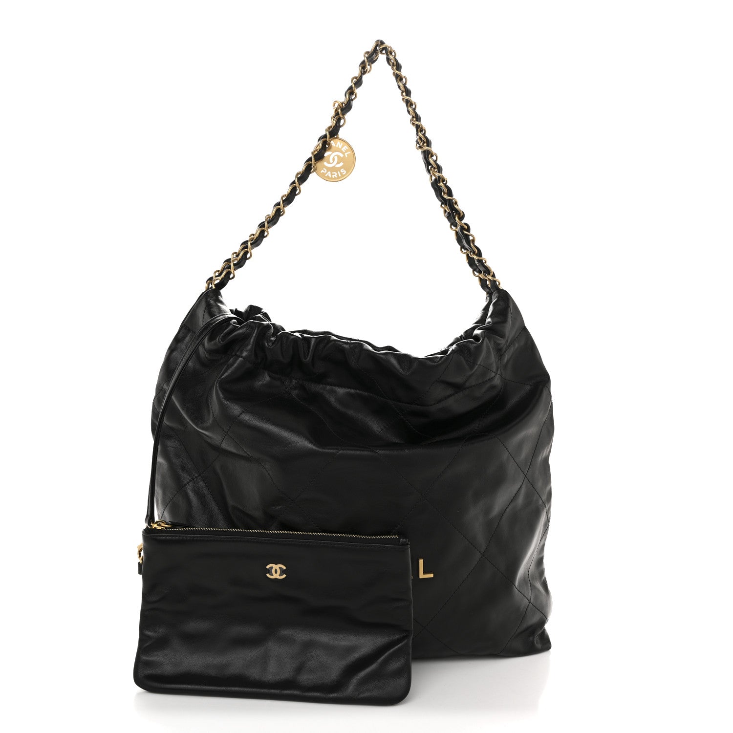 Chanel Shiny Calfskin Quilted Chanel 22 Black