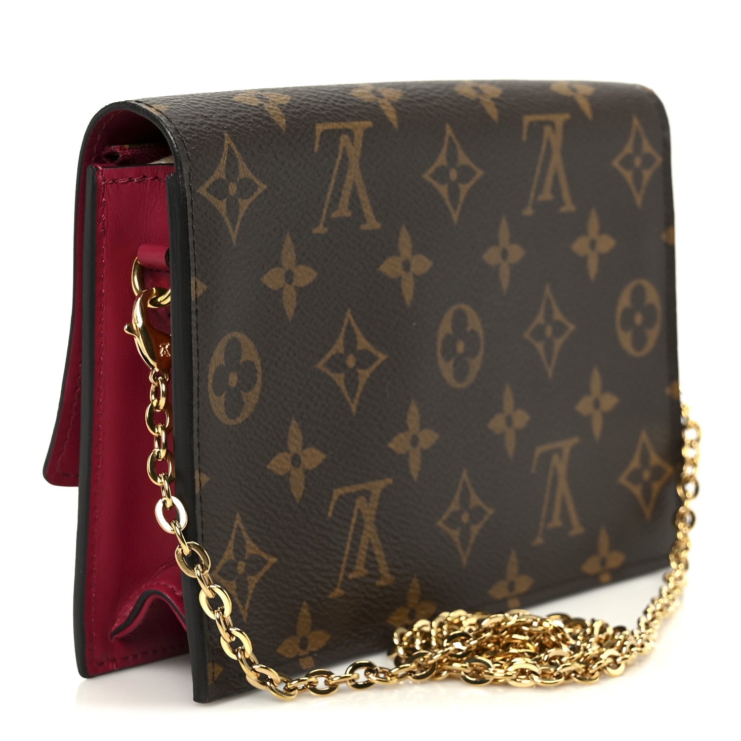 Louis Vuitton Monogram Flore Chain Wallet Fuchsia