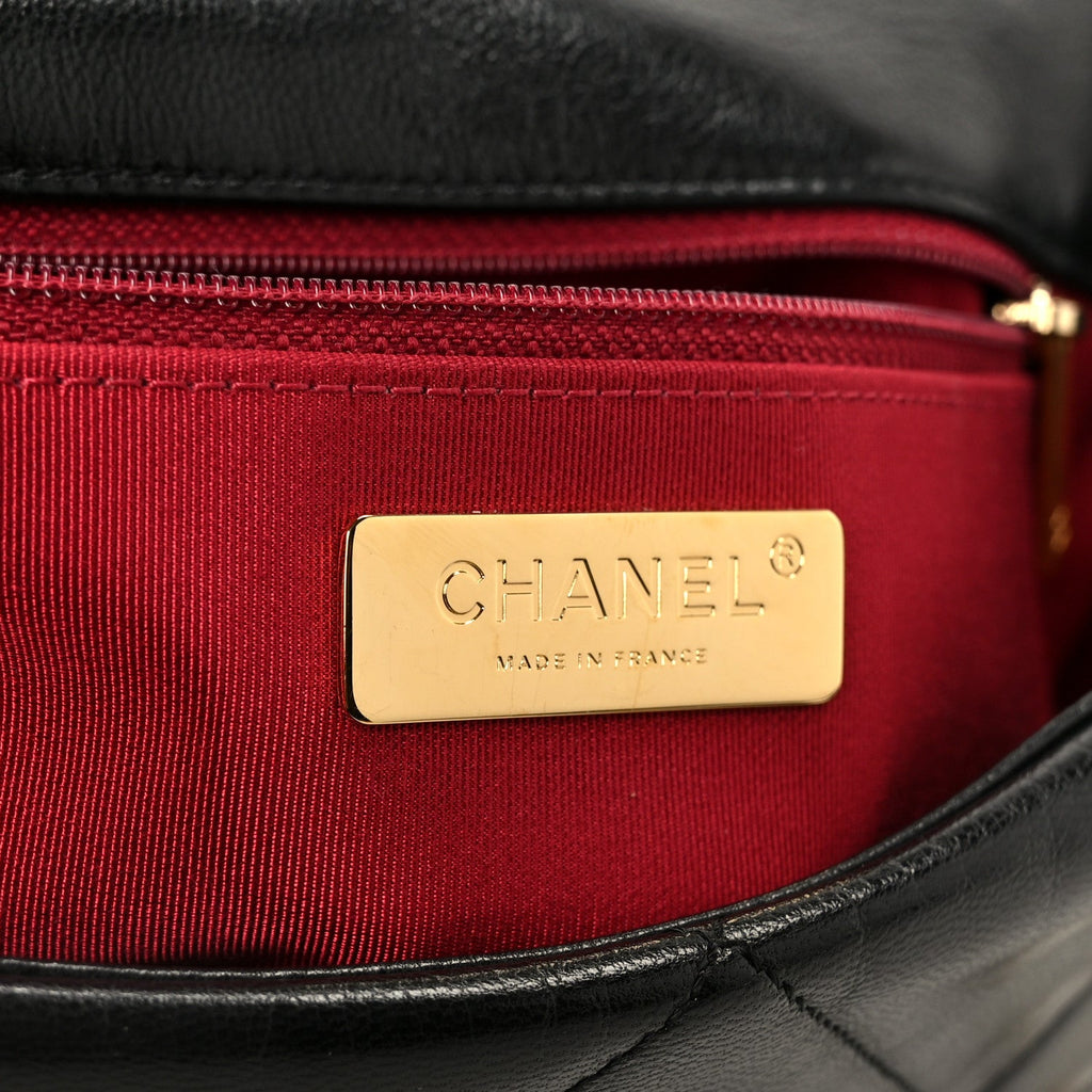 Chanel Goatskin Quilted Large Chanel 19 Flap Black