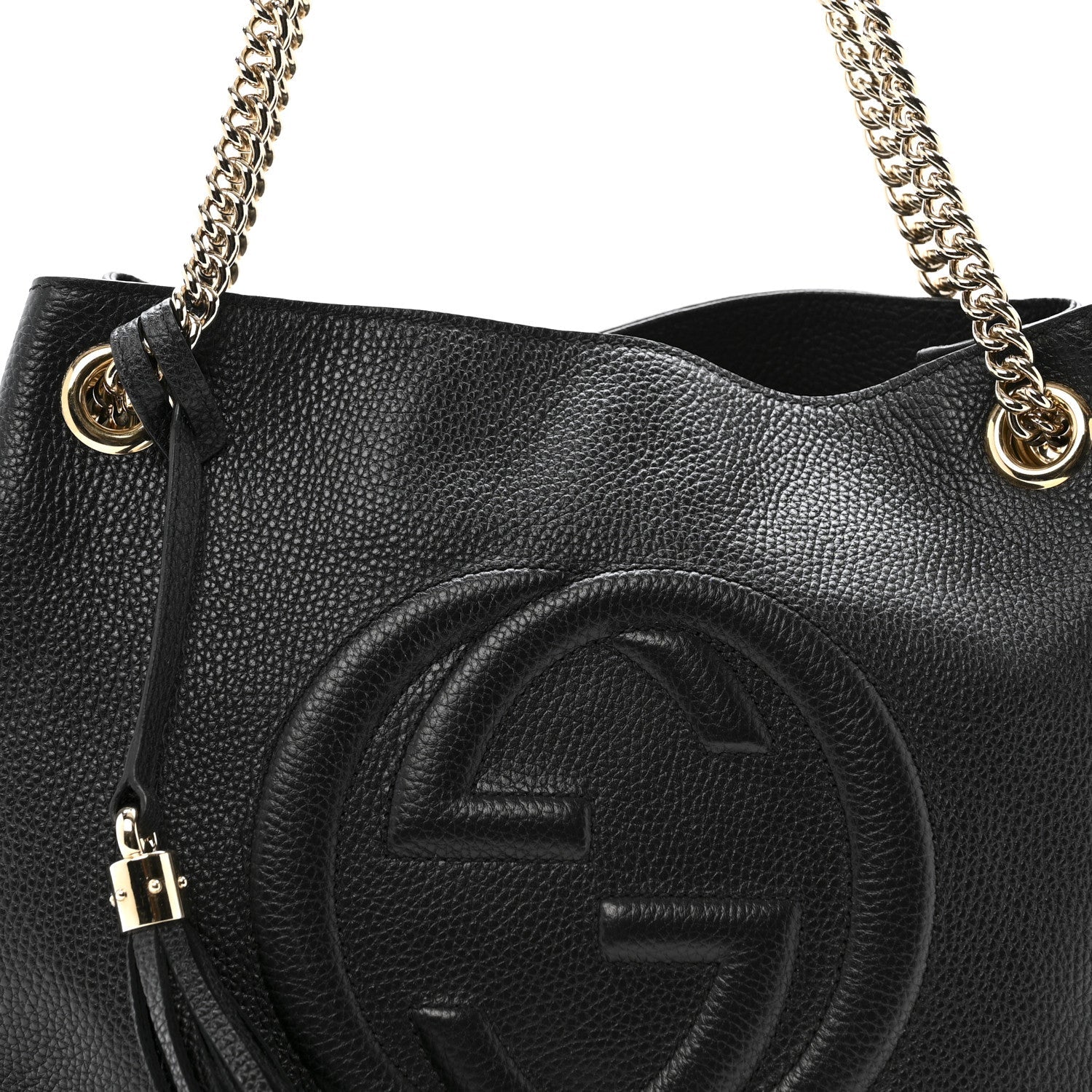 Gucci Pebbled Calfskin Medium Soho Chain Shoulder Bag Black