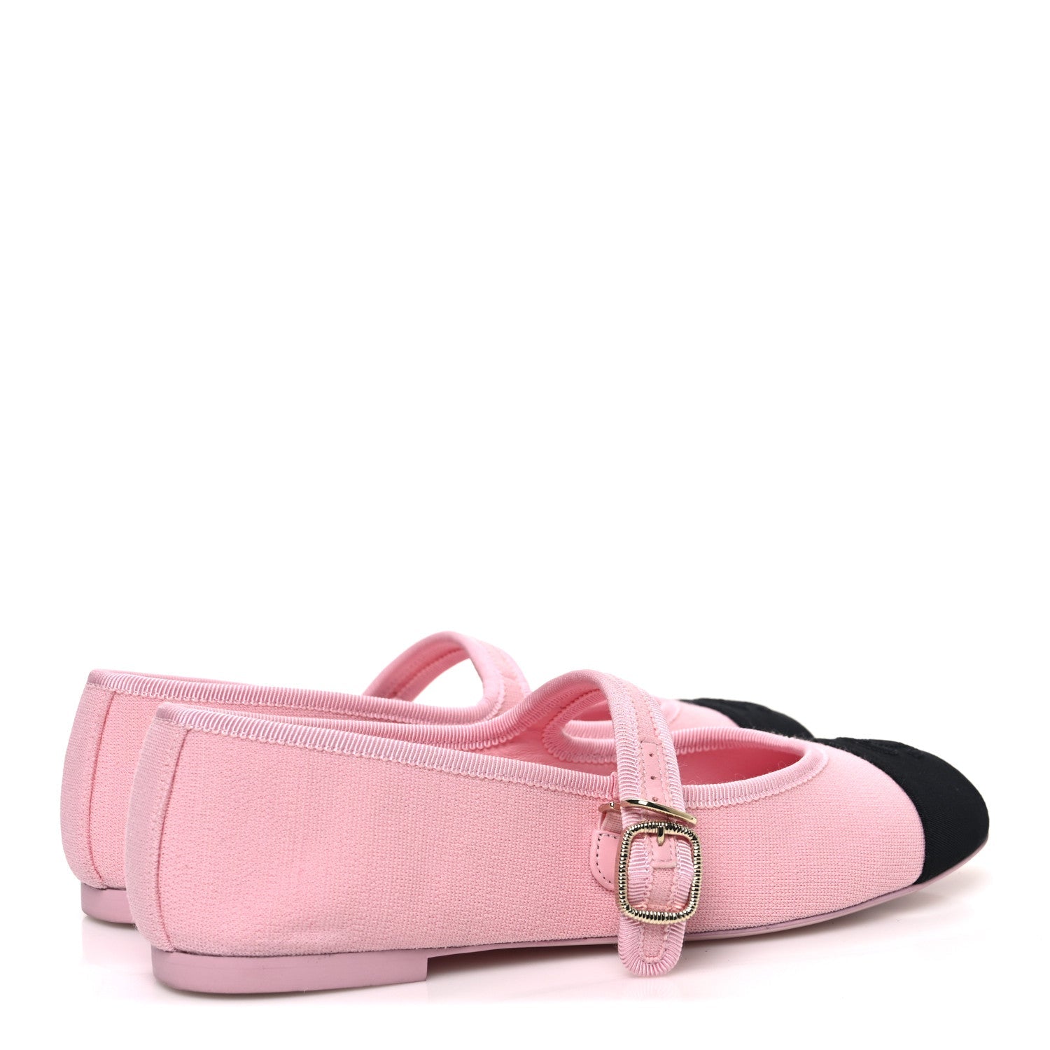Fabric Grosgrain Mary Jane Flats 38 Light Pink Black