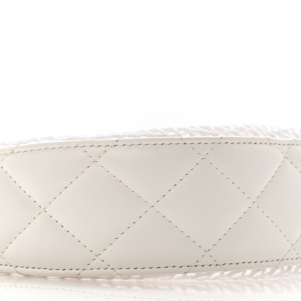Chanel Mesh Shiny Lambskin Chain Hobo White
