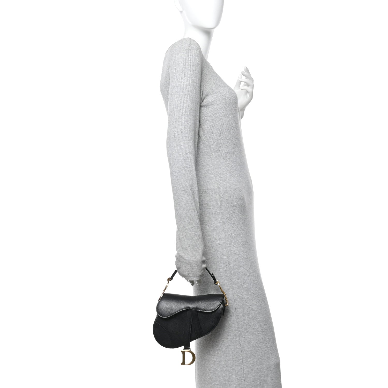 Christian Dior Grained Calfskin Mini Saddle Bag Black