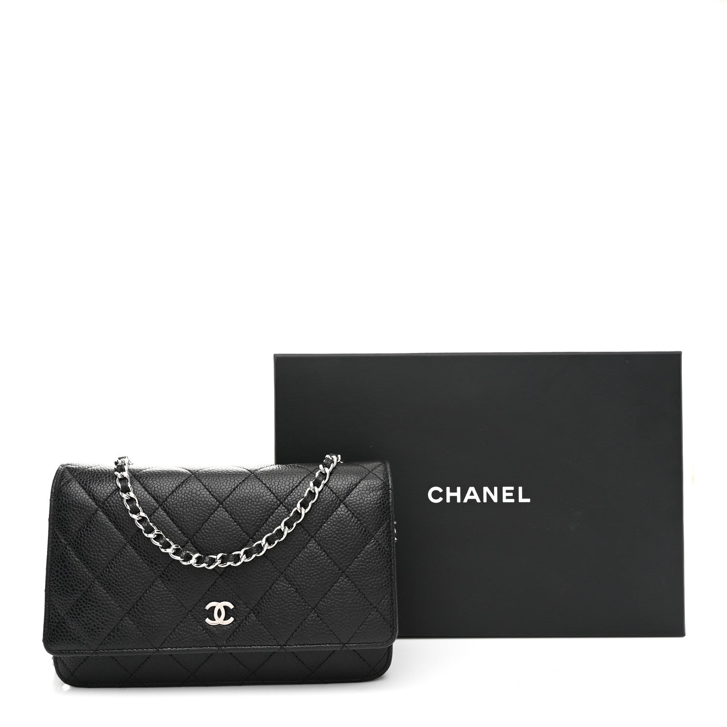 Chanel Caviar Quilted Wallet on Chain WOC Black