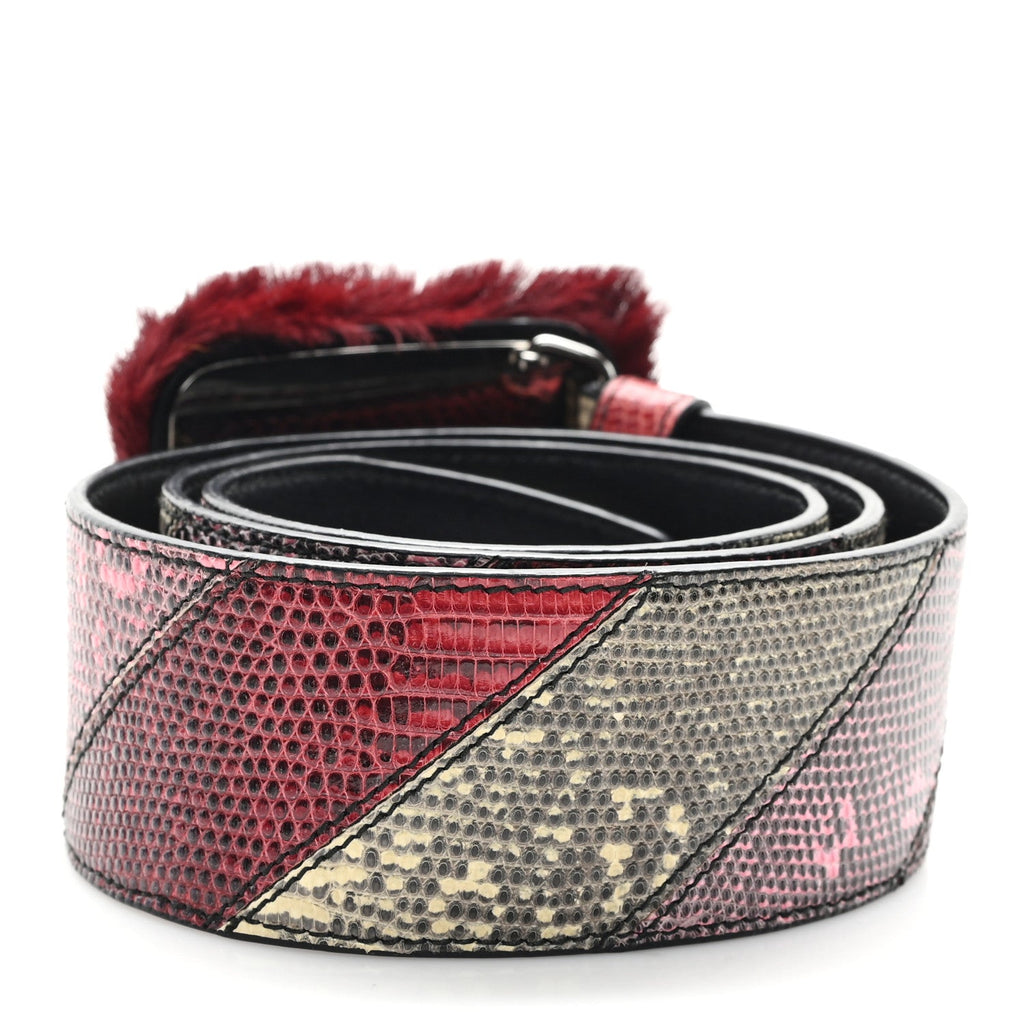 Prada Snakeskin Fur Belt 80 32 Cherry Bego