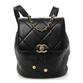 Chanel Lambskin Quilted Logo Mini Backpack Black