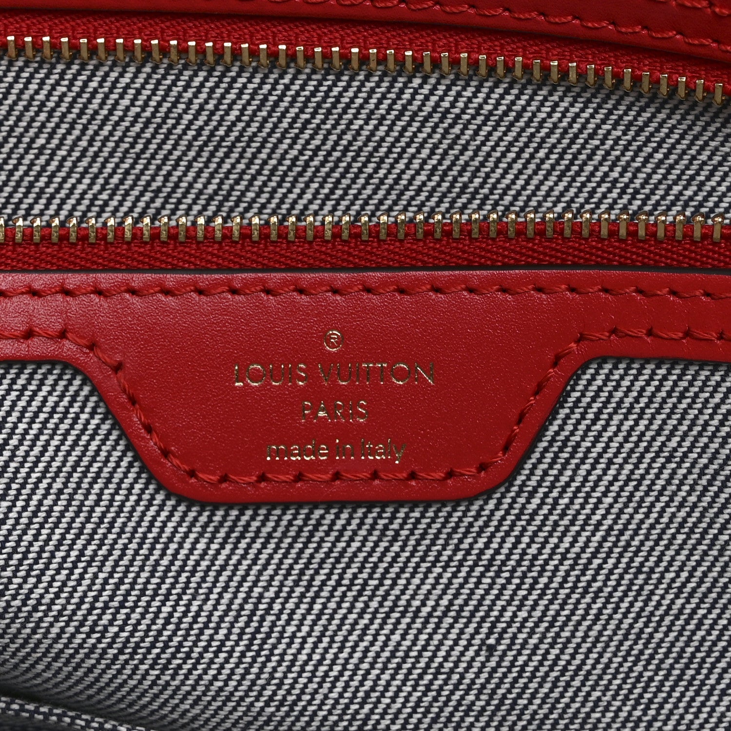 Louis Vuitton Denim Damier Monogram Onthego Blue Rouge
