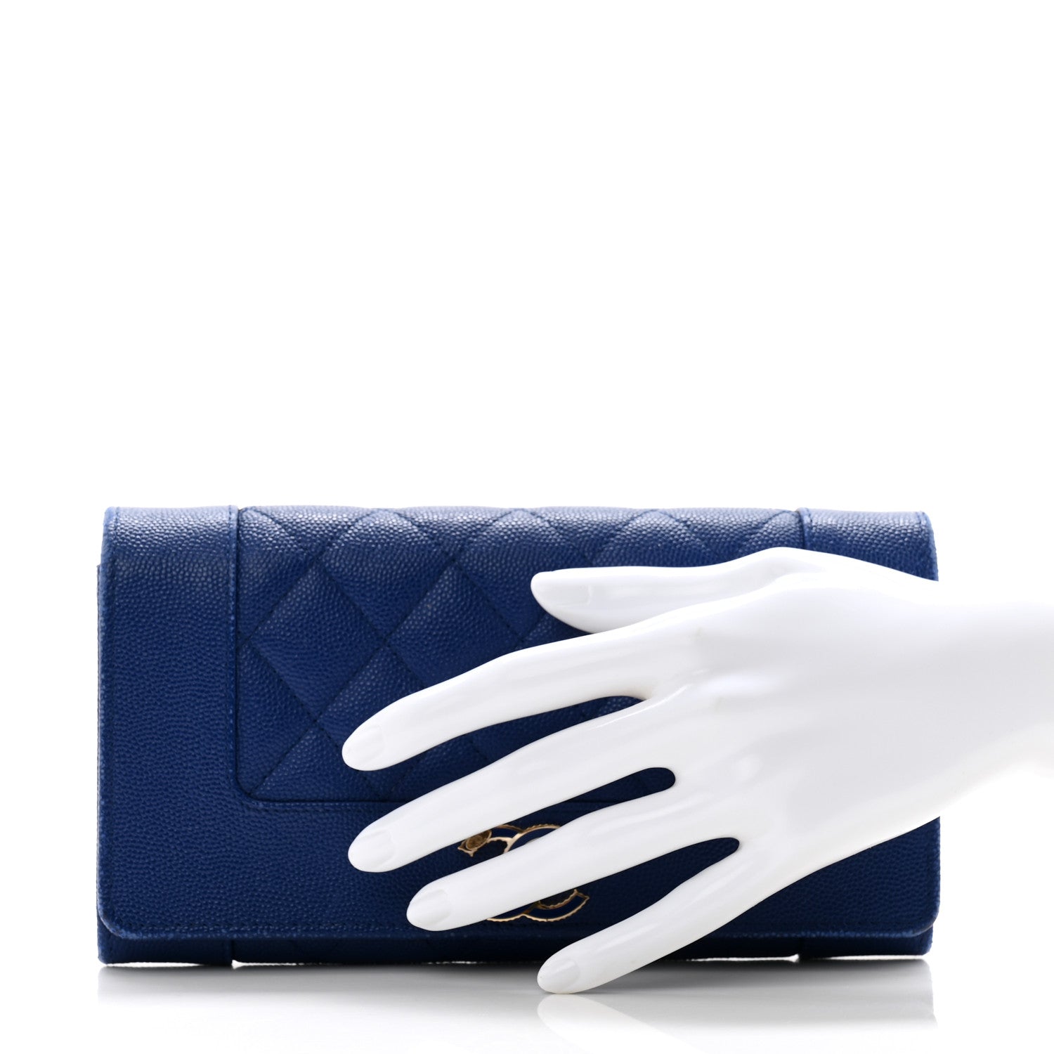Caviar Quilted Mademoiselle Vintage Flap Wallet Blue