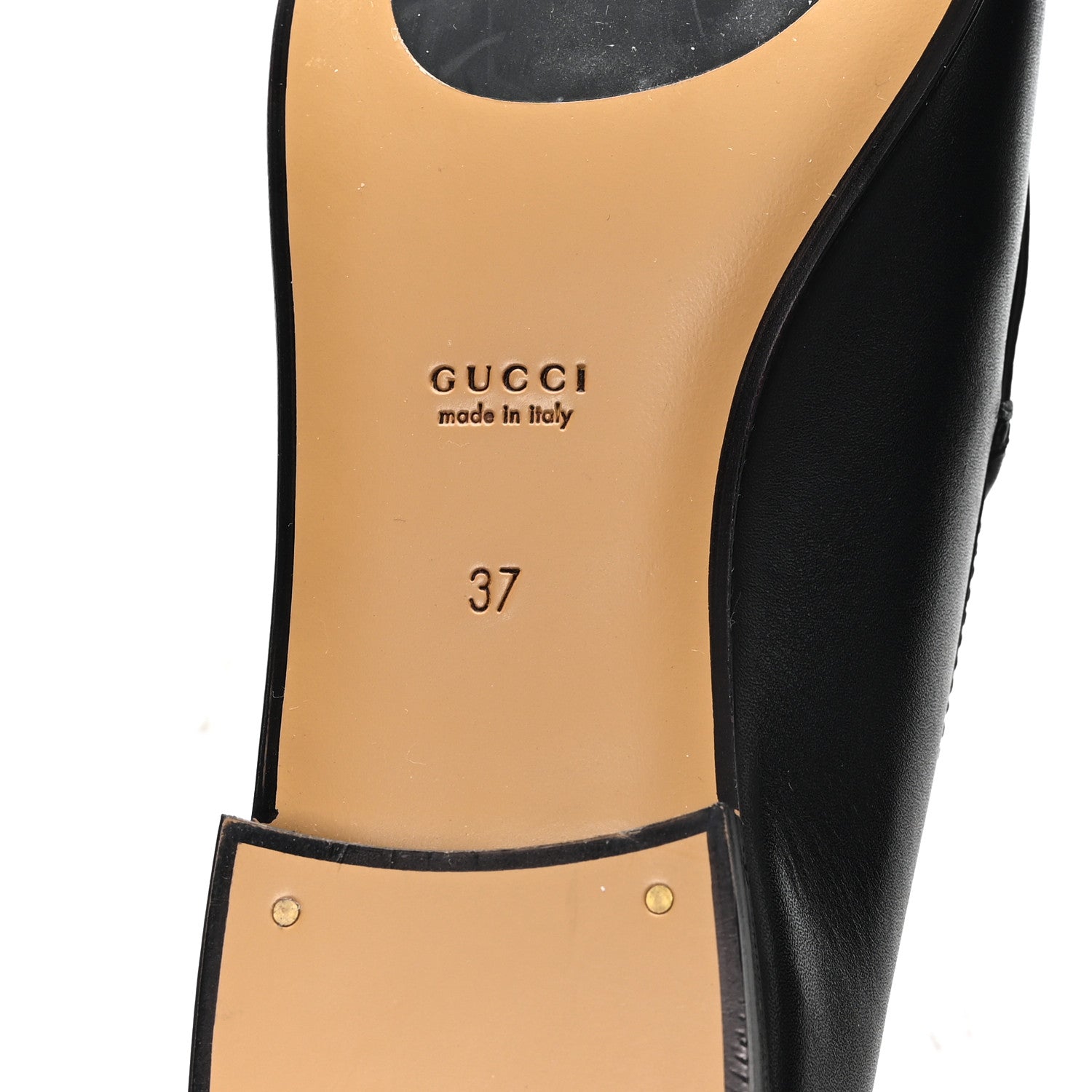 Gucci Betis Glamour Calfskin Womens Jordaan Loafers 37 Black