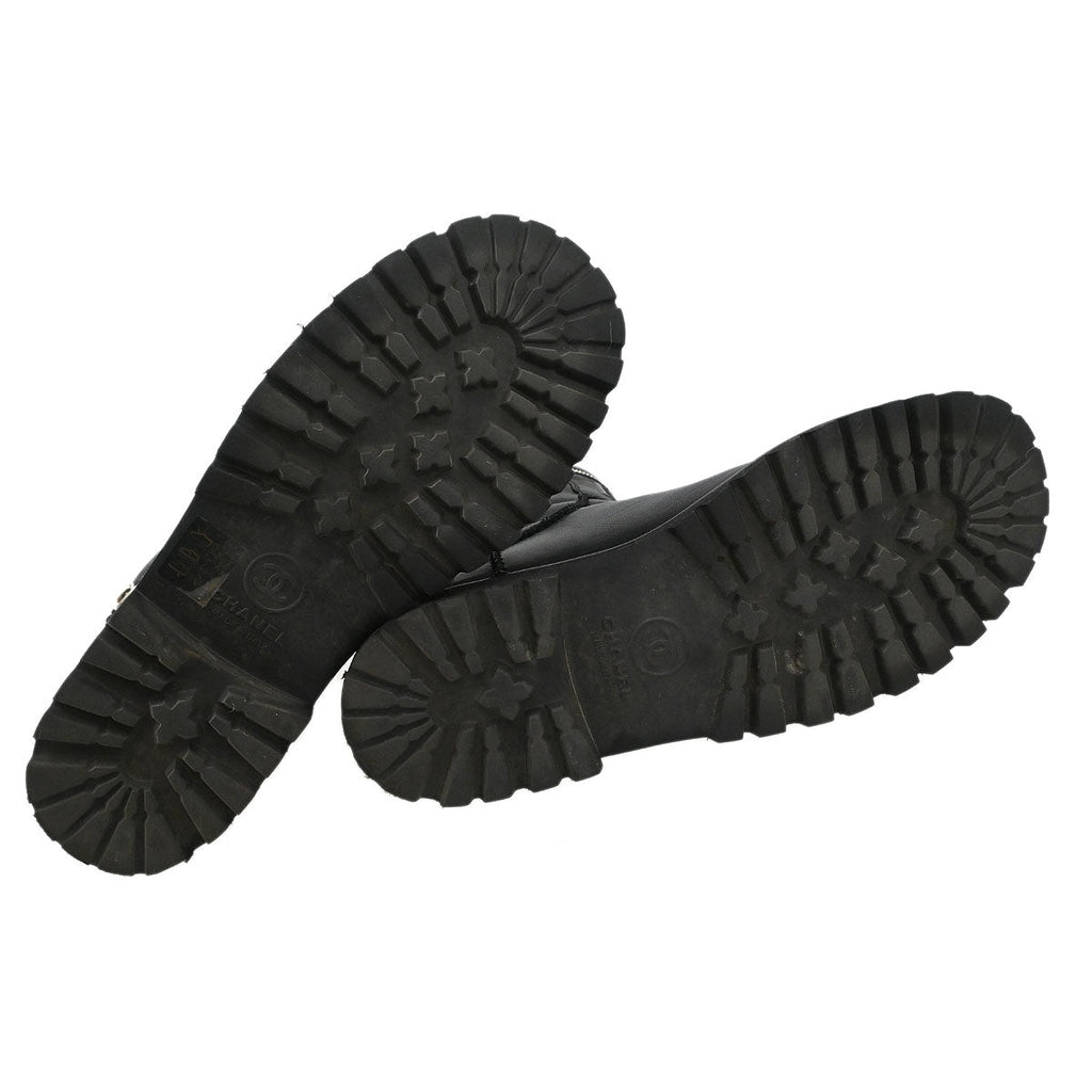Chanel * Sport Line Boots Black Shoes #38 1/2