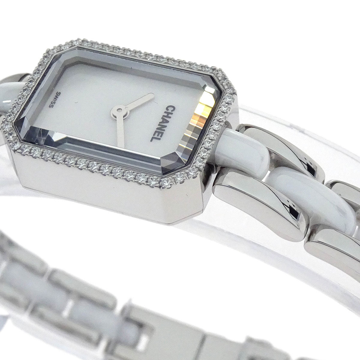 Chanel Premiere H2132 Quartz Watch Ceramic SS Diamond