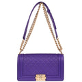 Boy Chanel 2019 Purple Lambskin Medium Shoulder Bag
