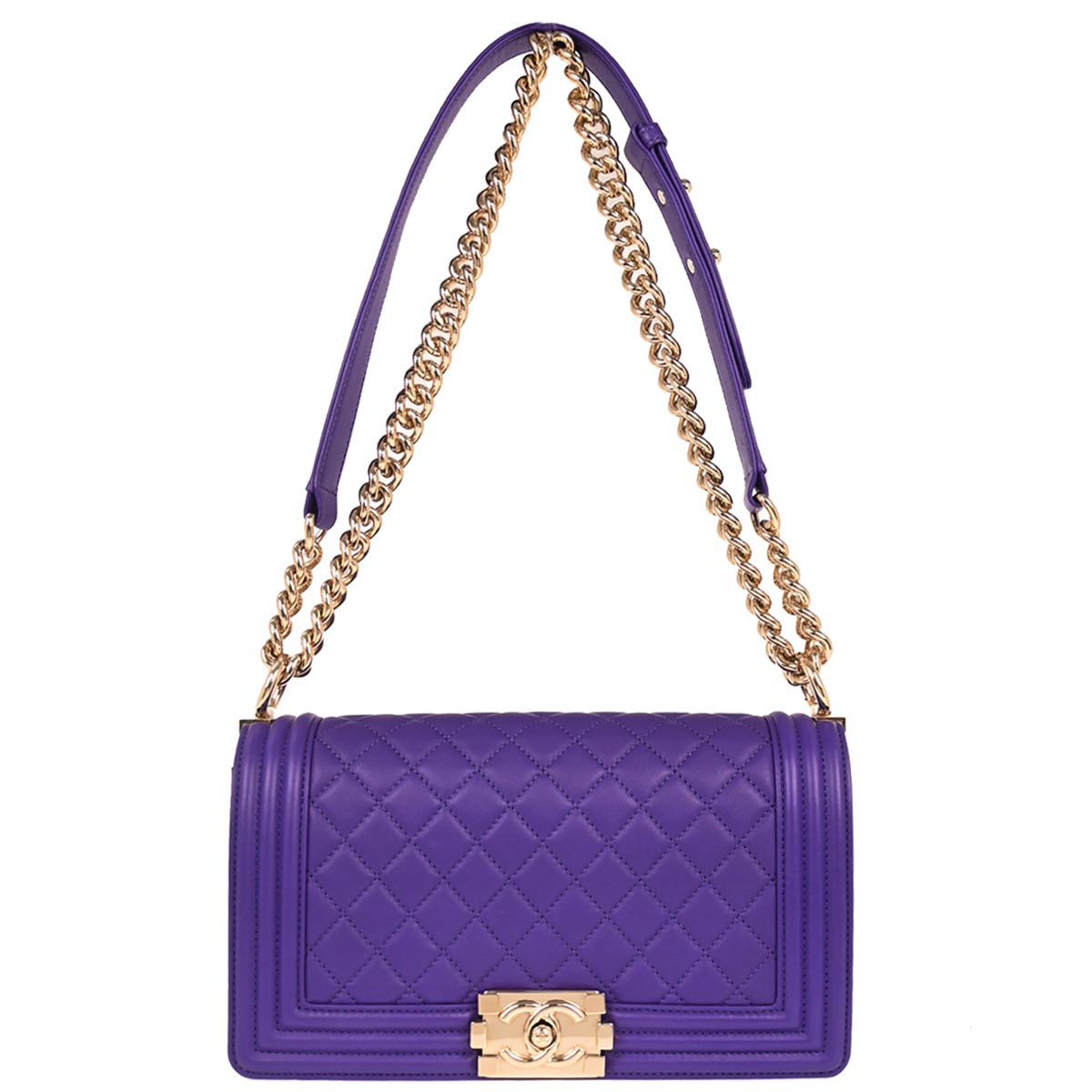 Boy Chanel 2019 Purple Lambskin Medium Shoulder Bag