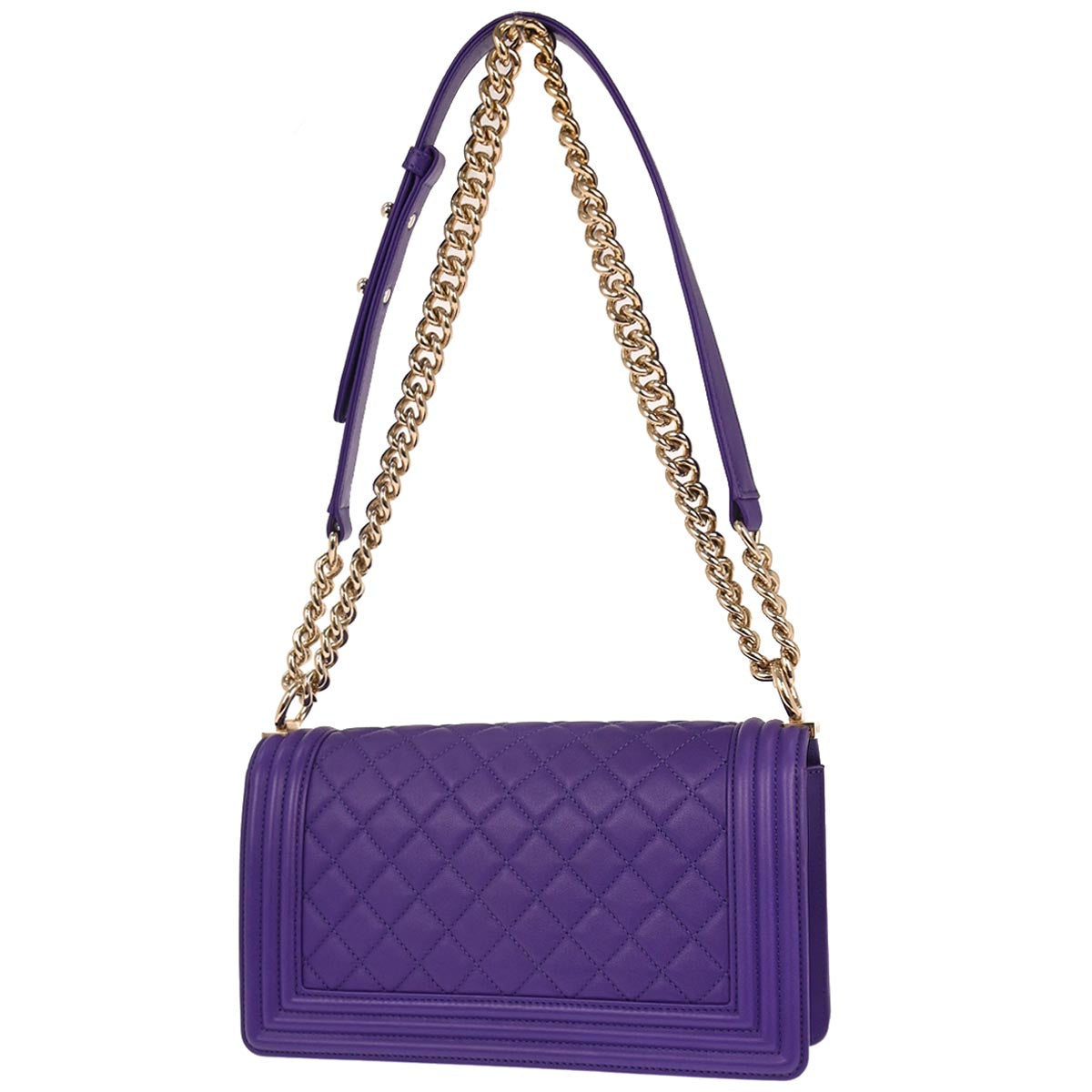 Boy Chanel 2019 Purple Lambskin Medium Shoulder Bag