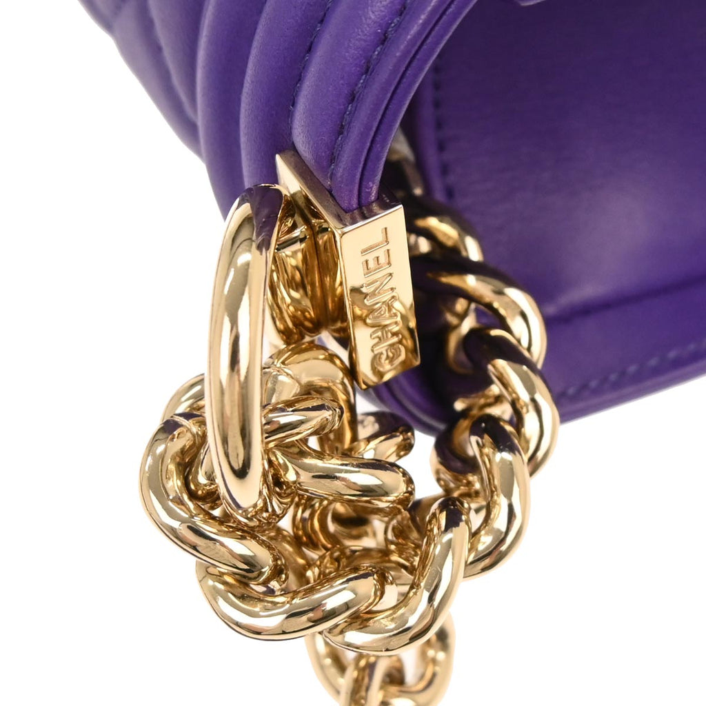 Boy Chanel 2019 Purple Lambskin Medium Shoulder Bag
