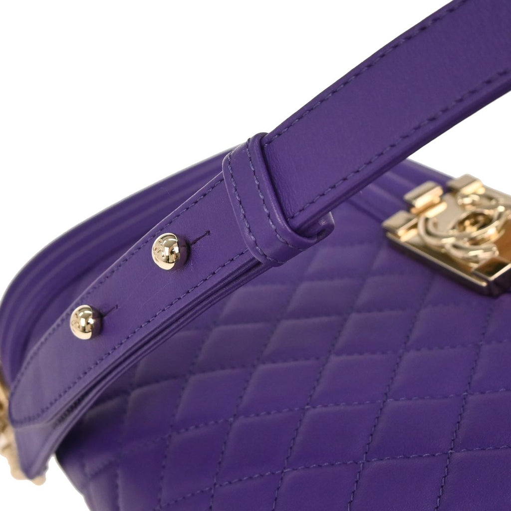 Boy Chanel 2019 Purple Lambskin Medium Shoulder Bag