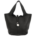 Hermes Black Taurillon Clemence Picotin Lock 22 MM Handbag