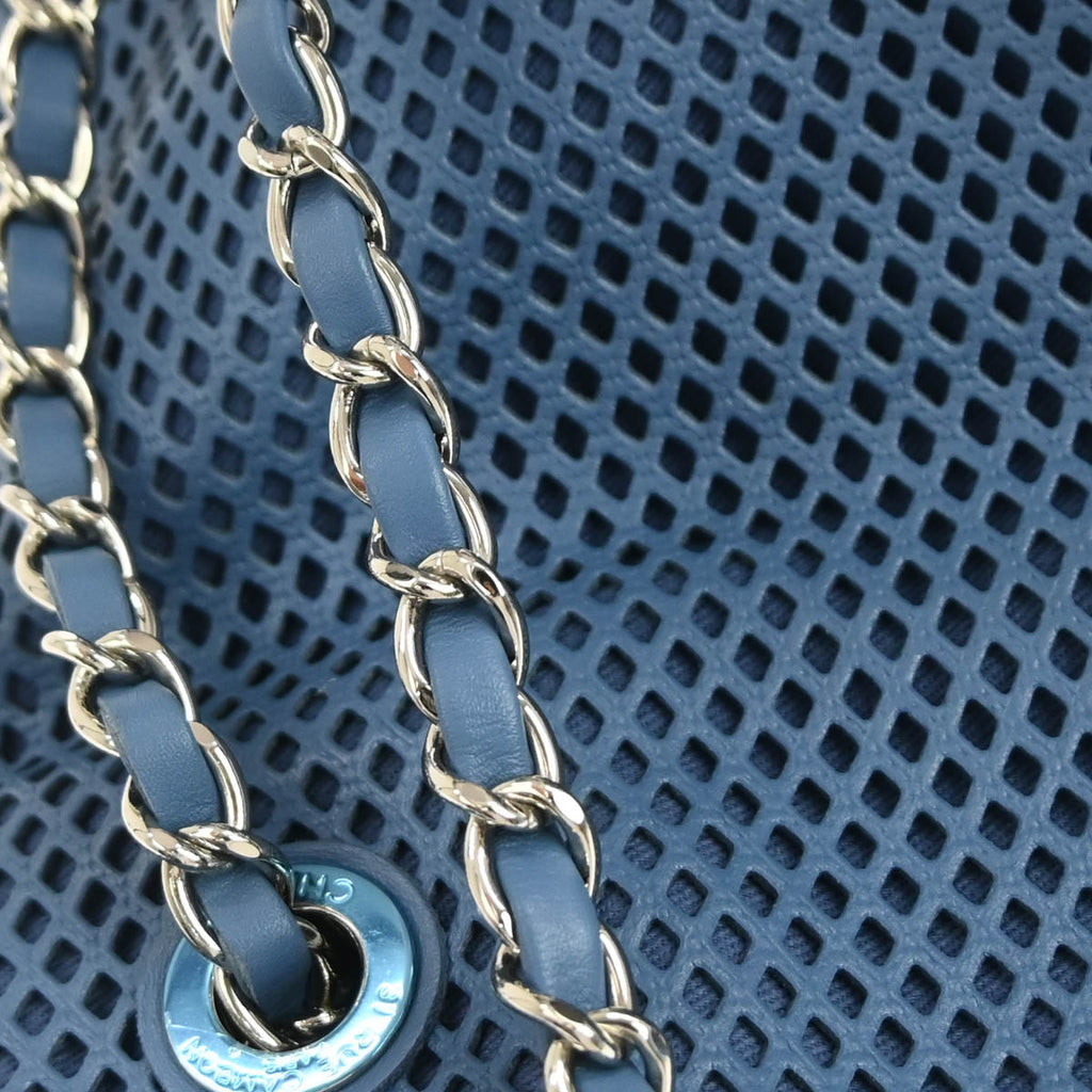 Chanel 2012-2013 Blue Perforated Calfskin Up In The Air Tote Chain Handbag