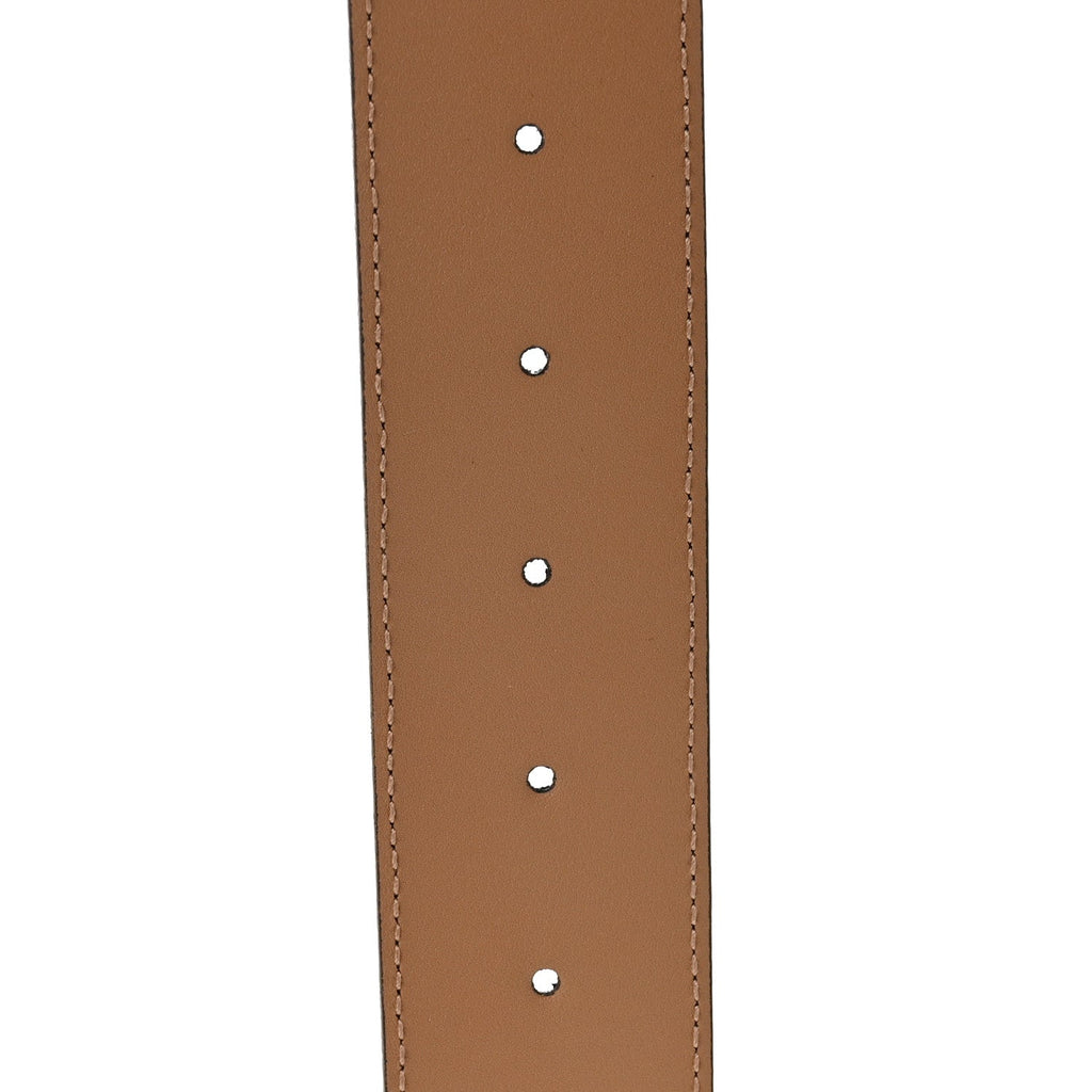Gucci GG Supreme Monogram Plutone Calfskin Enamel Double G 40mm Belt 85 34 Beige Ebony Camelia