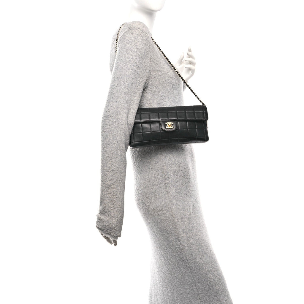 Chanel Lambskin East West Chocolate Bar Flap Black