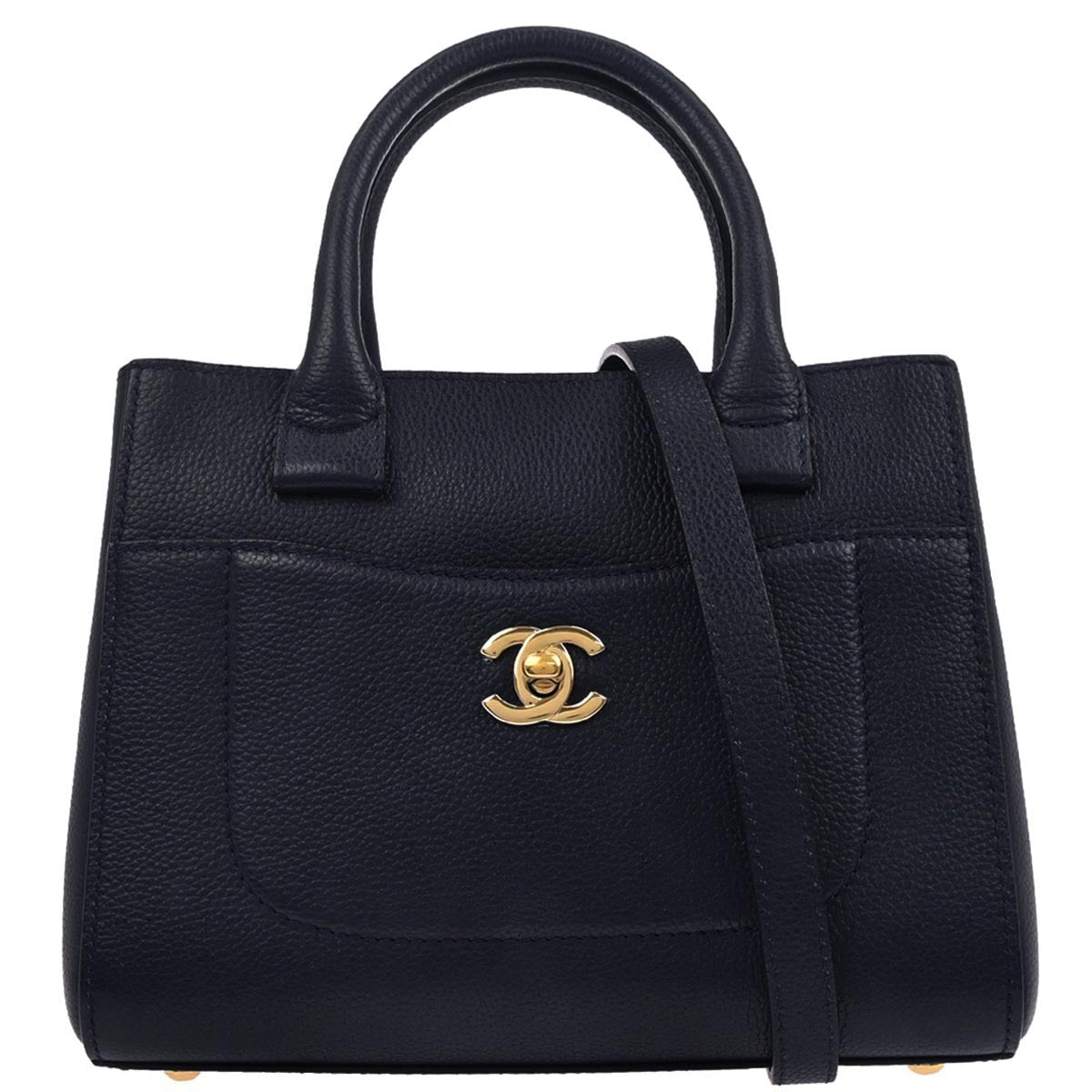 Chanel 2017 Navy Calfskin Neo Executive Mini Tote 2way Shoulder Handbag