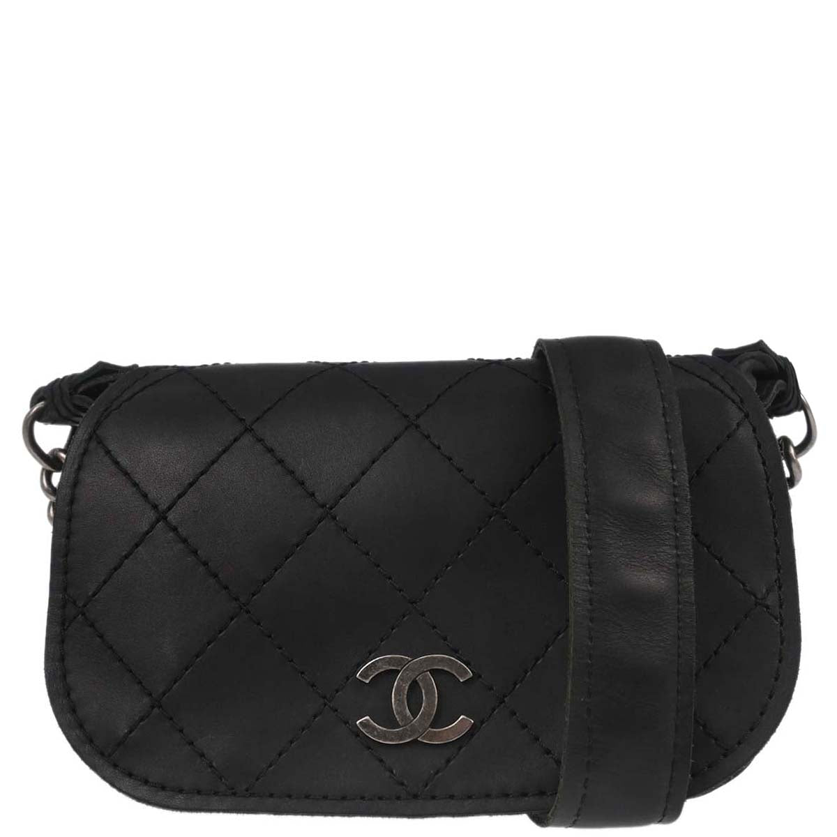 Chanel 2013-2014 Black Calfskin Paris-Edinburgh Highlander Messenger Bag
