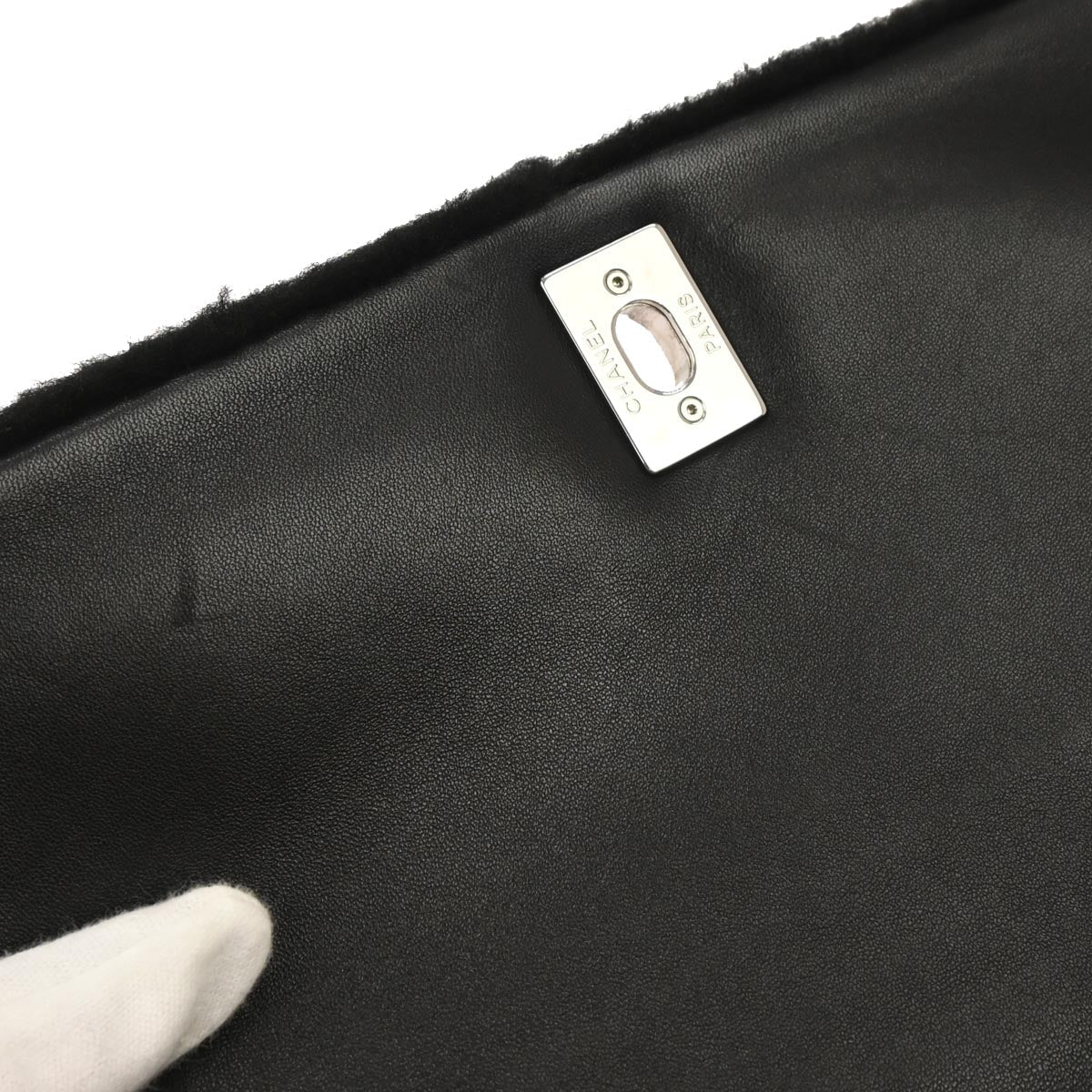 Chanel 2014-2015 Black Wool No.5 Turnlock Full Flap Shoulder Bag