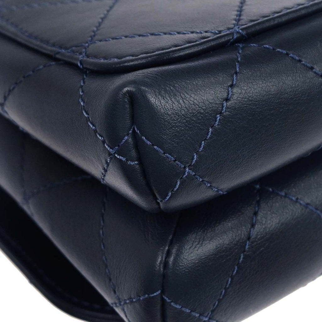Chanel 2019 Navy Calfskin Top Handle 2way Shoulder Handbag