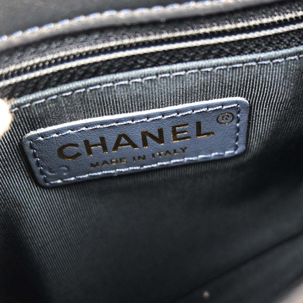 Chanel 2019 Navy Calfskin Top Handle 2way Shoulder Handbag