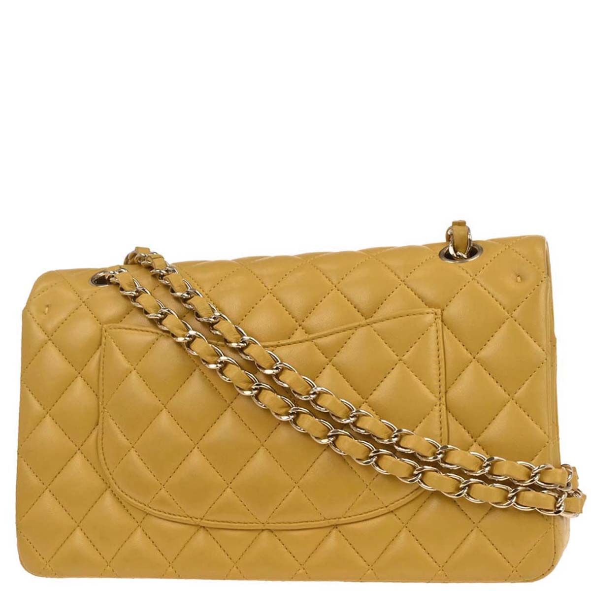 Chanel 2015-2016 Yellow Lambskin Medium Classic Double Flap Shoulder Bag