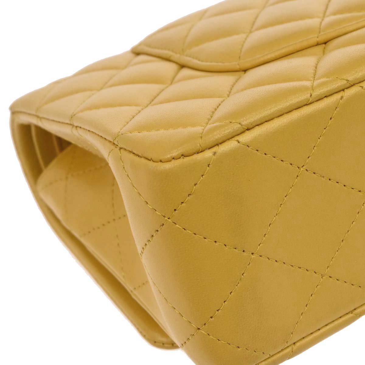 Chanel 2015-2016 Yellow Lambskin Medium Classic Double Flap Shoulder Bag