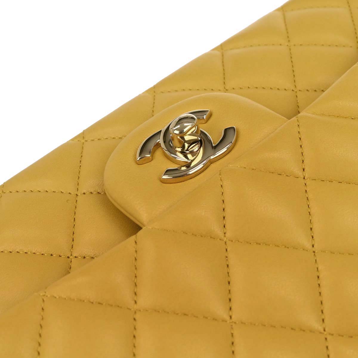 Chanel 2015-2016 Yellow Lambskin Medium Classic Double Flap Shoulder Bag