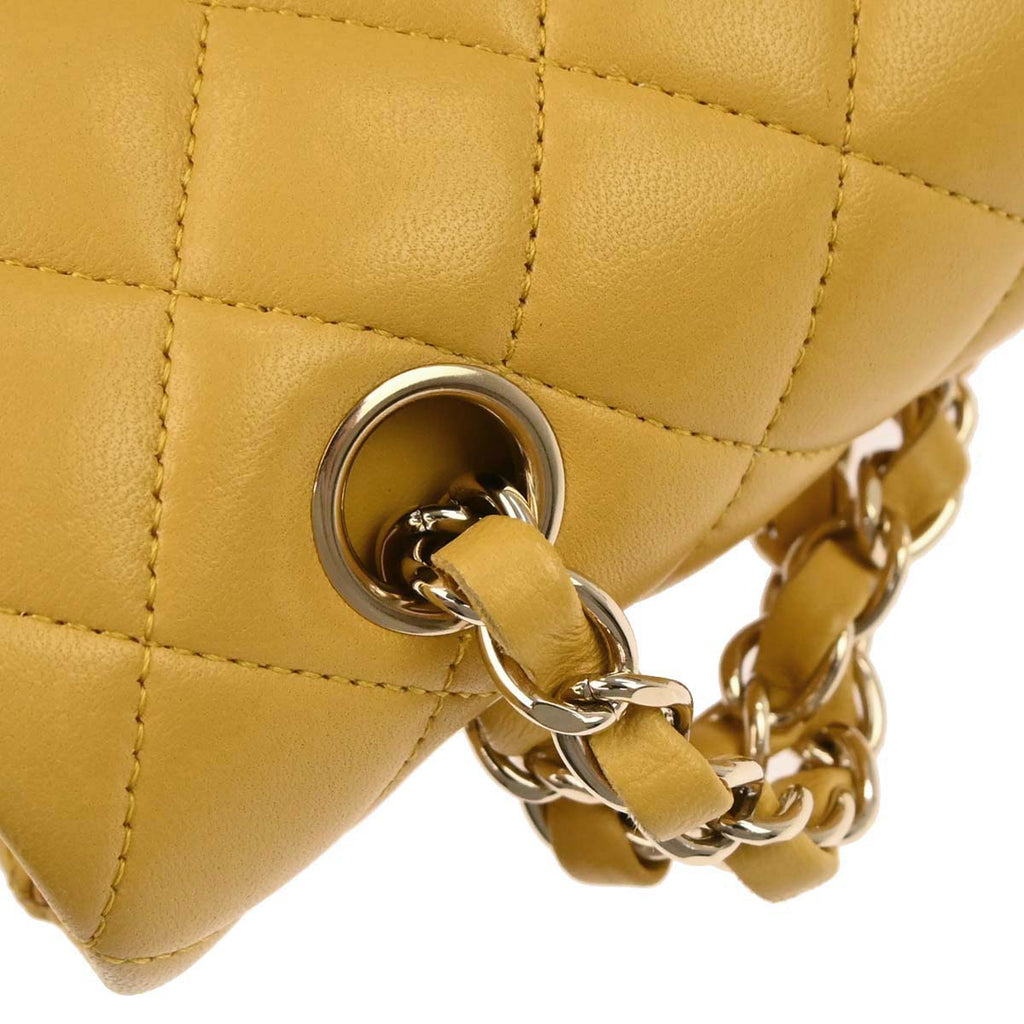 Chanel 2015-2016 Yellow Lambskin Medium Classic Double Flap Shoulder Bag