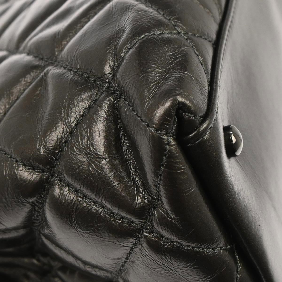 Chanel 2012 Metallic Gray Calfskin Chain Me Tote Handbag