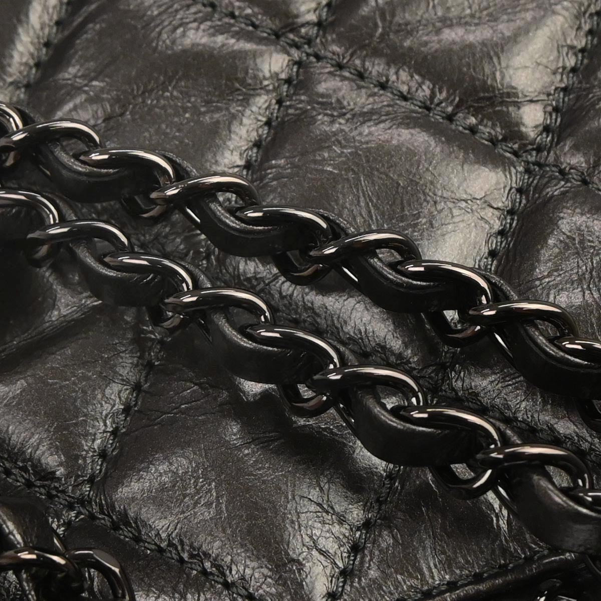 Chanel 2012 Metallic Gray Calfskin Chain Me Tote Handbag