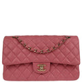Chanel 2018 Pink Caviar Skin Medium Classic Double Flap Shoulder Bag