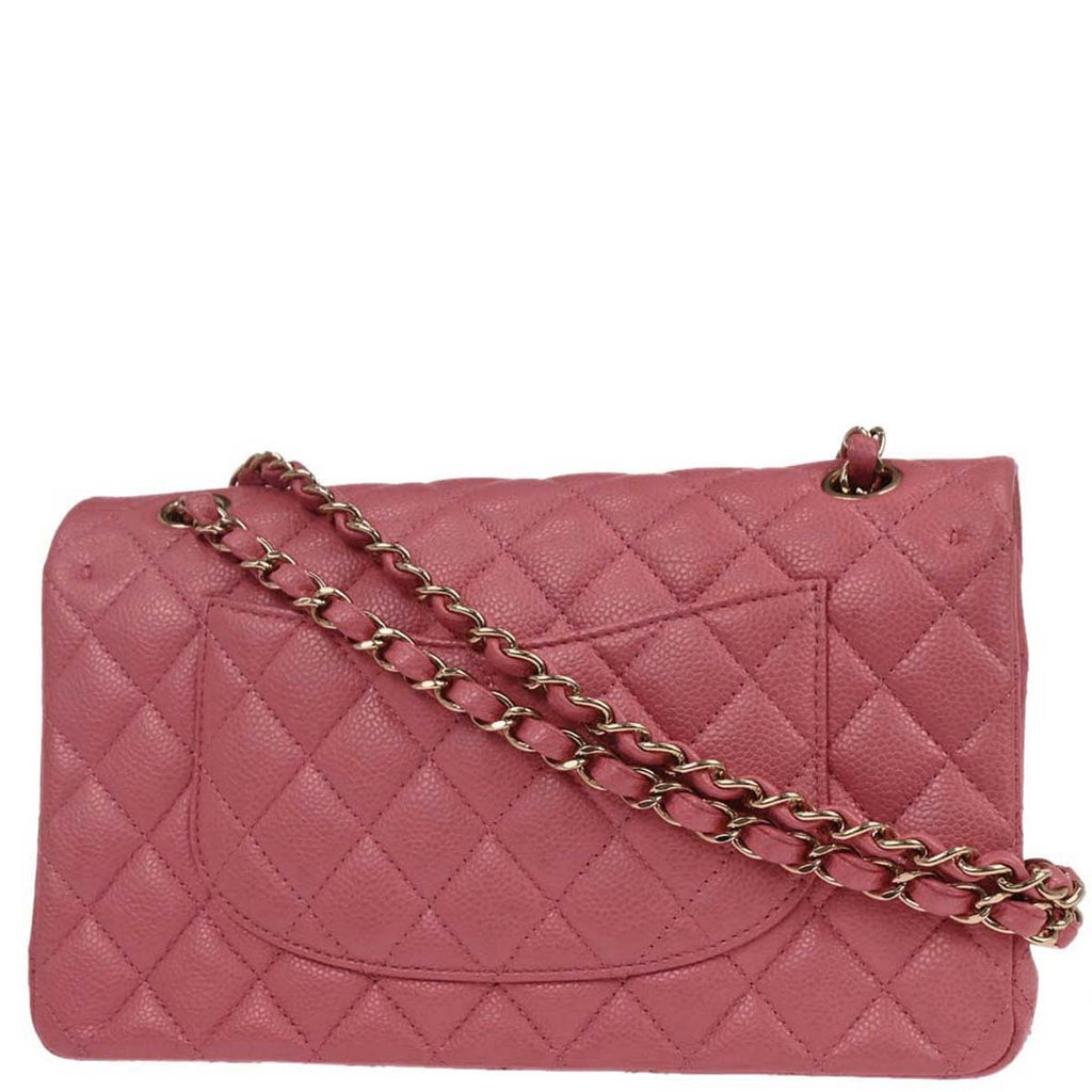 Chanel 2018 Pink Caviar Skin Medium Classic Double Flap Shoulder Bag