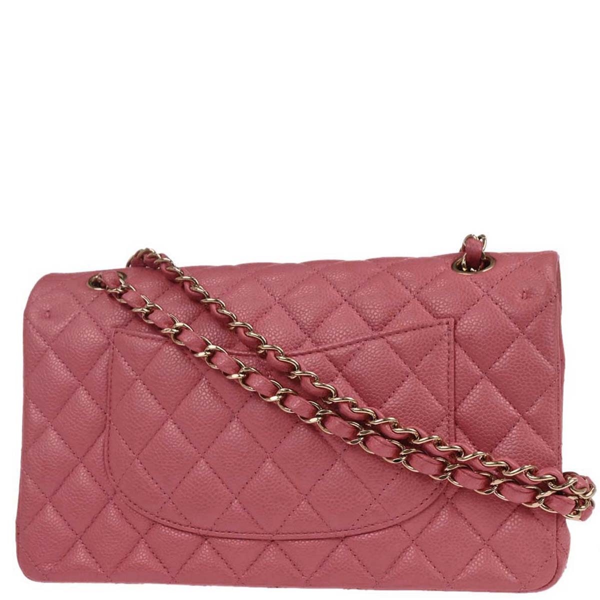 Chanel 2018 Pink Caviar Skin Medium Classic Double Flap Shoulder Bag