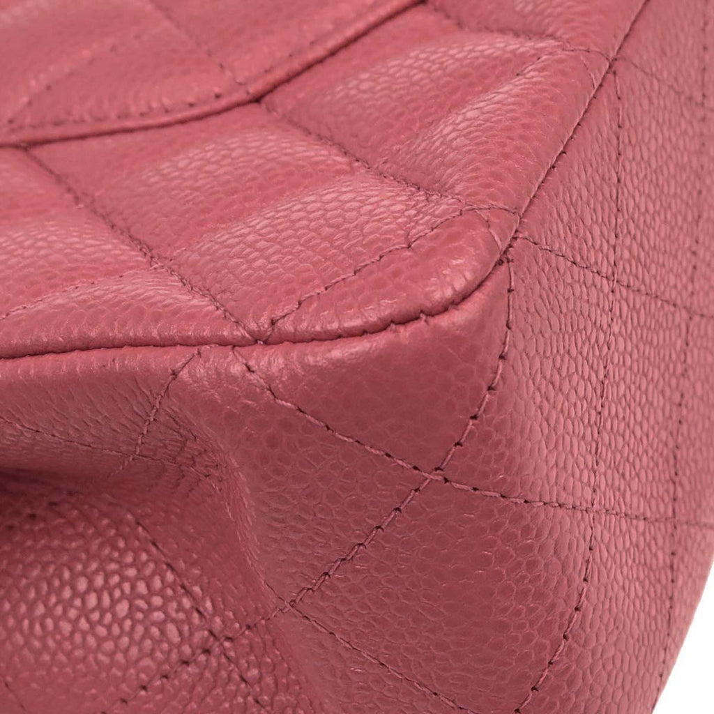 Chanel 2018 Pink Caviar Skin Medium Classic Double Flap Shoulder Bag