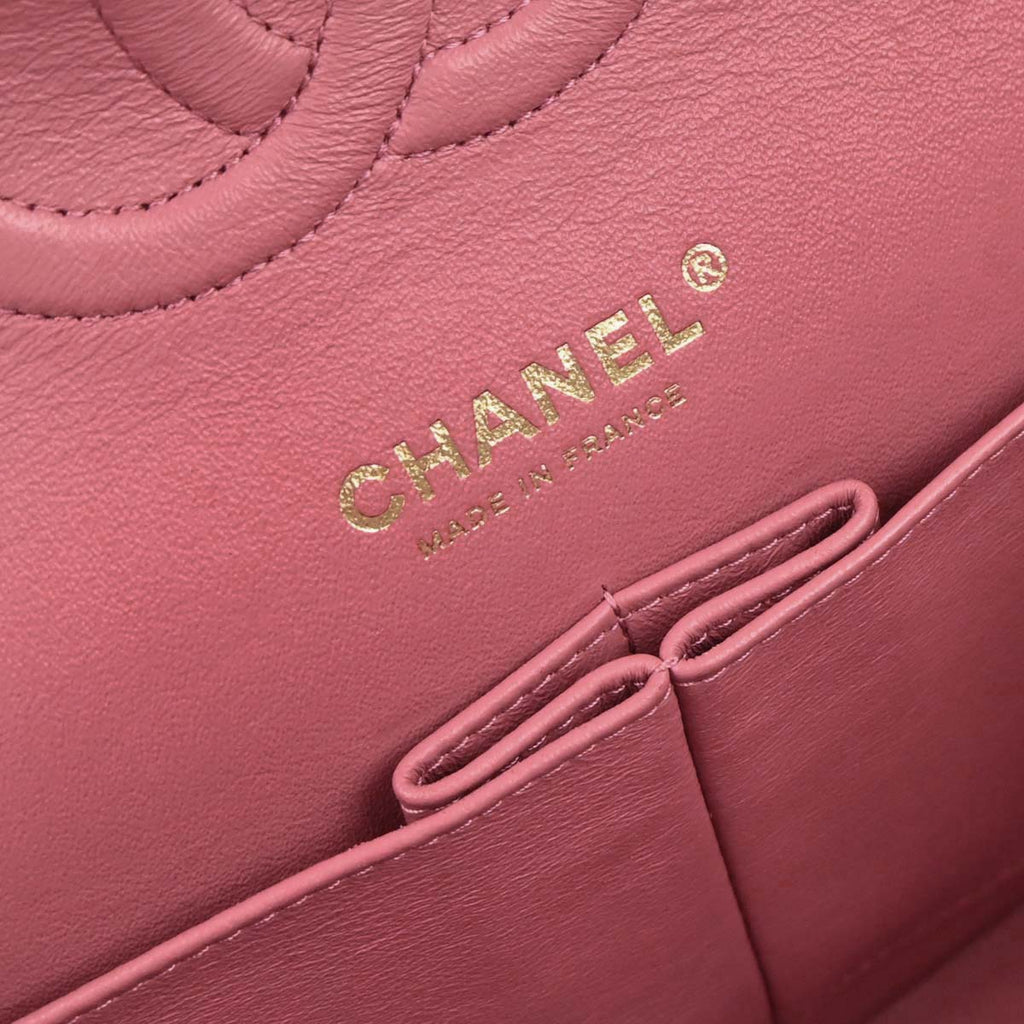 Chanel 2018 Pink Caviar Skin Medium Classic Double Flap Shoulder Bag
