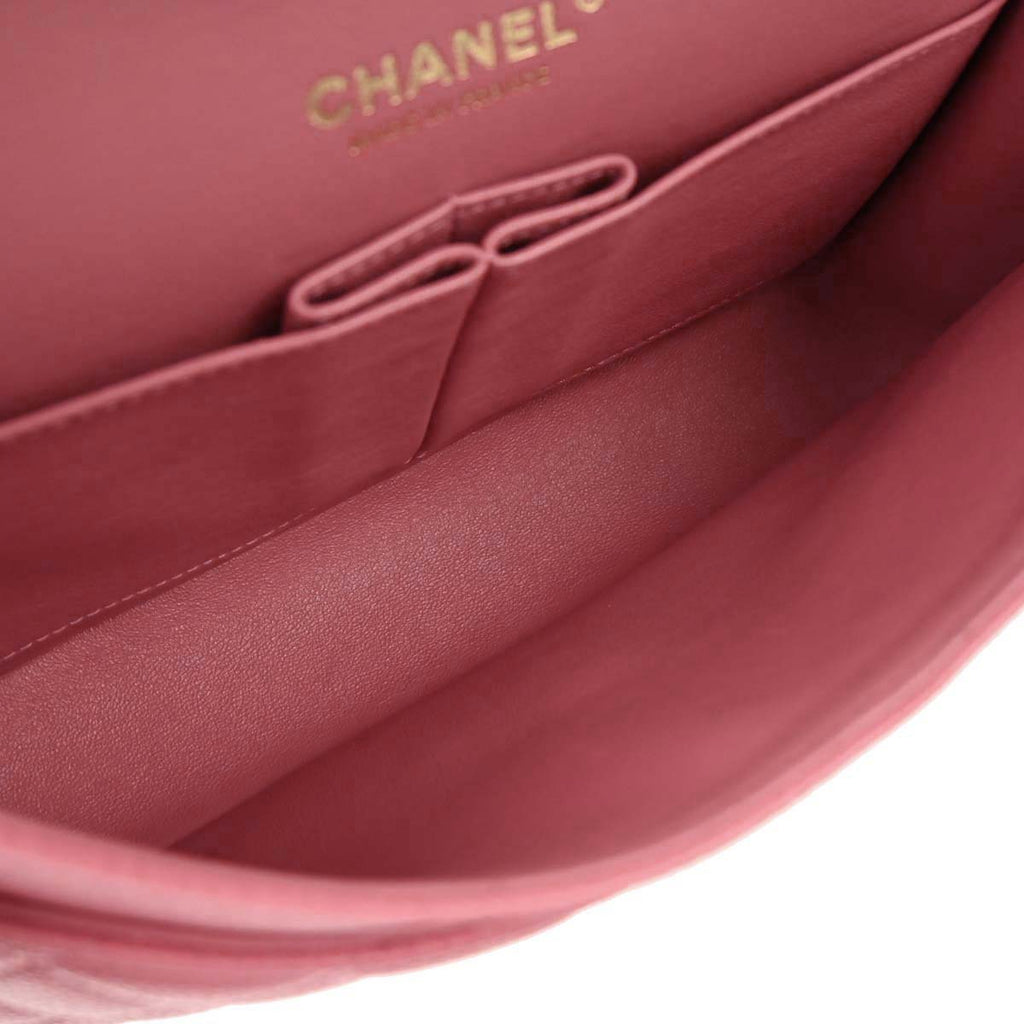 Chanel 2018 Pink Caviar Skin Medium Classic Double Flap Shoulder Bag
