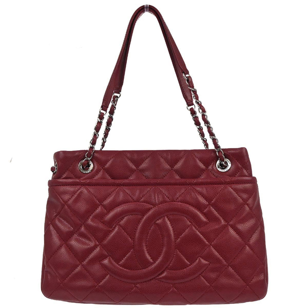 Chanel 2012 Red Caviar skin Timeless CC Chain Tote Bag