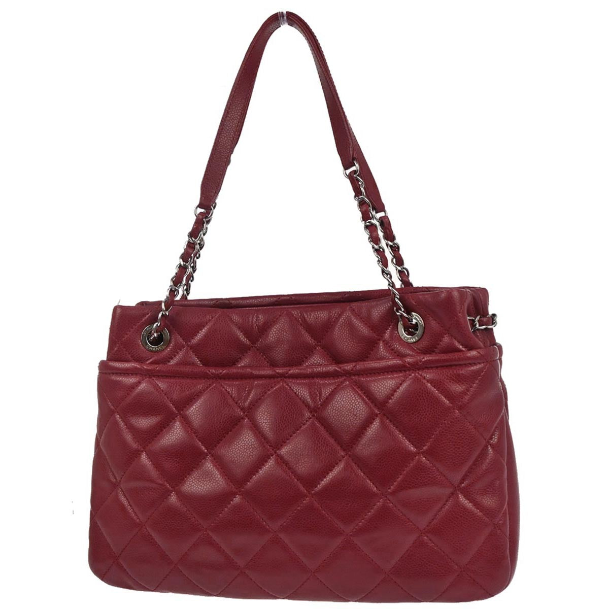 Chanel 2012 Red Caviar skin Timeless CC Chain Tote Bag