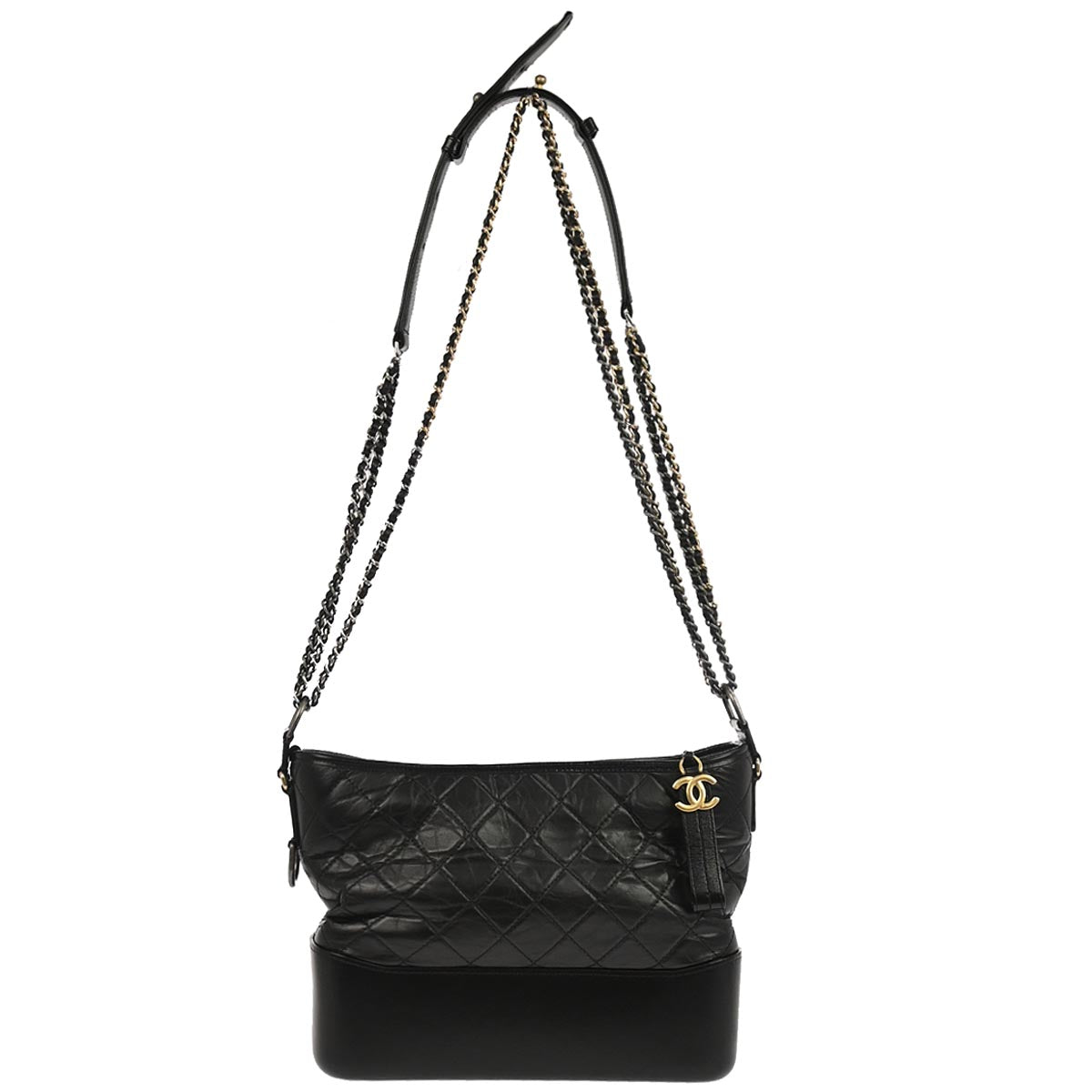 Chanel 2018 Black Lambskin Calfskin Large Gabrielle Shoulder Bag