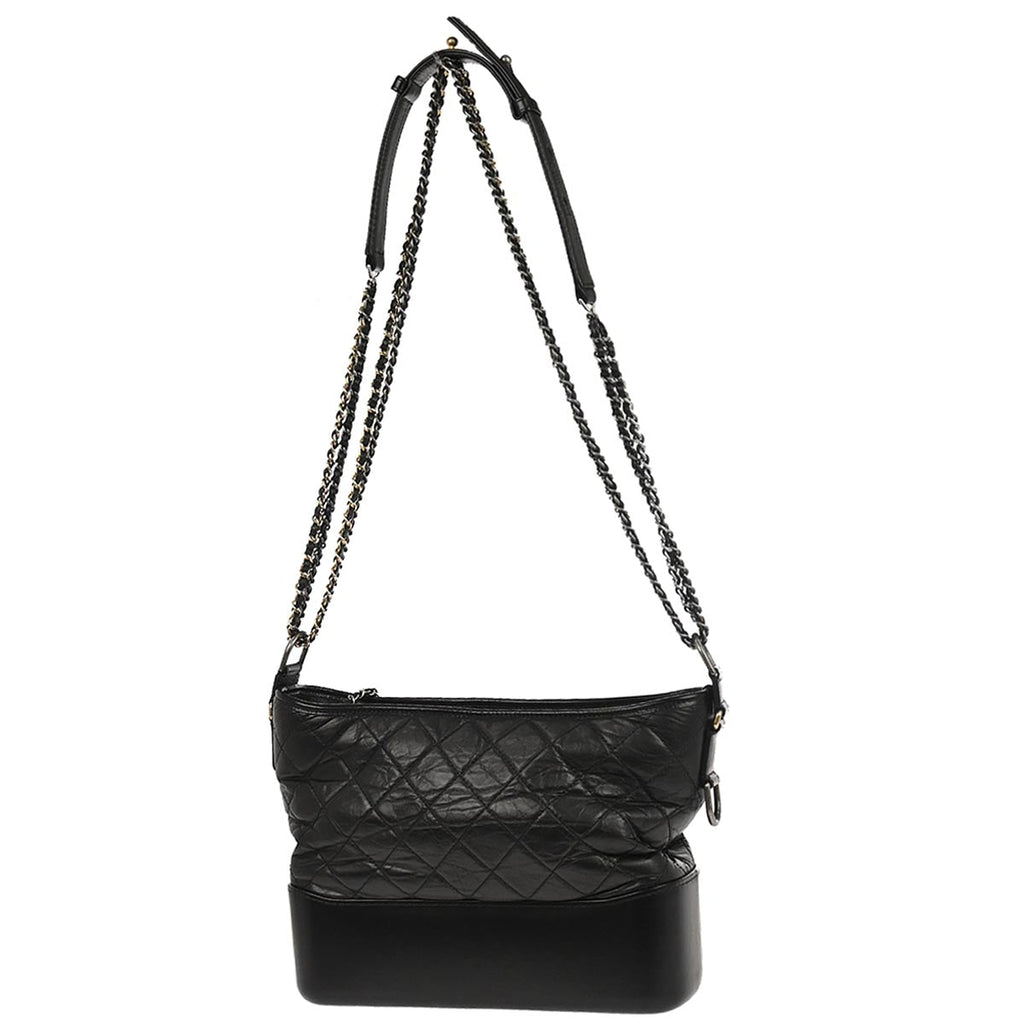 Chanel 2018 Black Lambskin Calfskin Large Gabrielle Shoulder Bag
