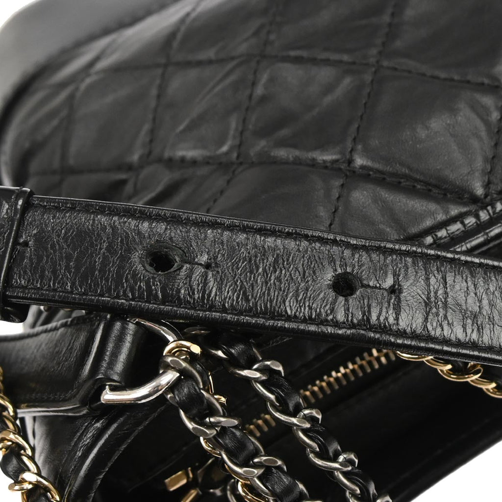 Chanel 2018 Black Lambskin Calfskin Large Gabrielle Shoulder Bag